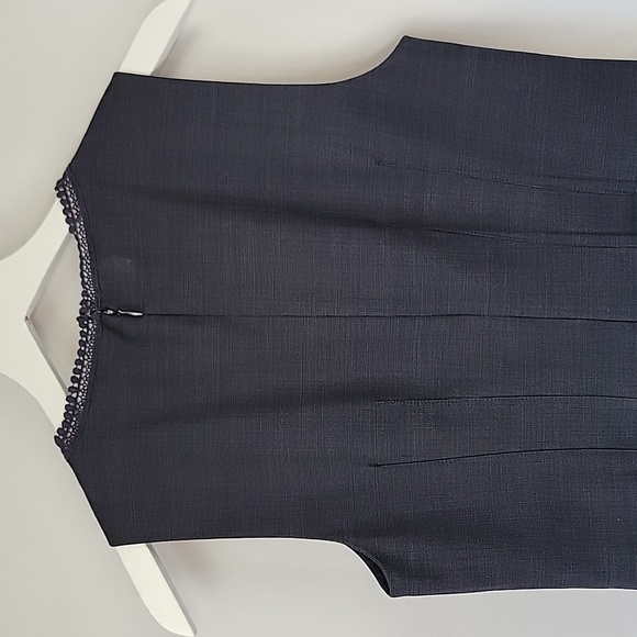 Elie Tahari Emory Wool Sheath Dress Grayed Navy Size 4 - Picture 9 of 15